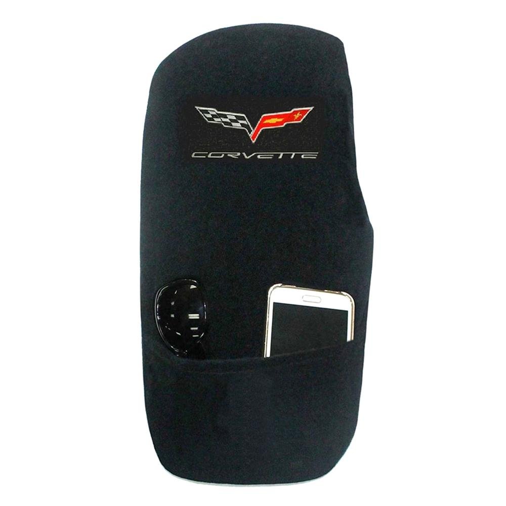 Corvette Center Console Cover - Embroidered Emblem - Seat Armour : 2005-2013 C6, Z06, ZR1, Grand Sport-SR1 Performance