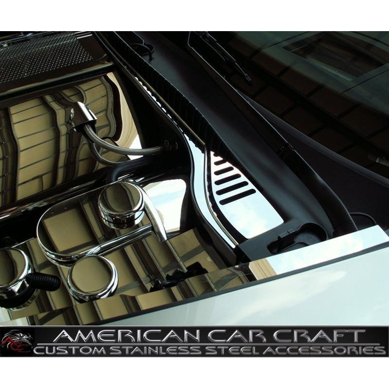 Corvette Wiper Cowl Cover - Polished 2 Pc. Stainless Steel : 2008-2013 C6 & Grand Sport-SR1 Performance