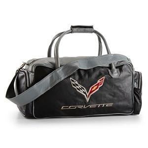 C7 Corvette Leather Duffel Bag with C7 Crossed Flags Logo-SR1 Performance