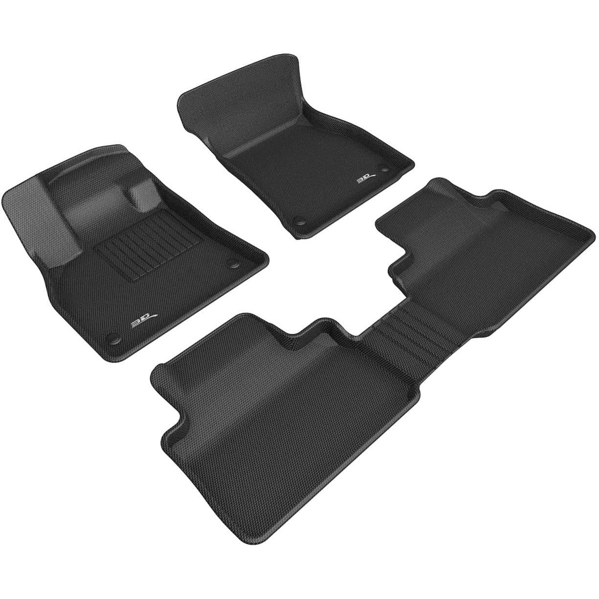 3D MAXpider All-Weather Floor Mats for Audi E-TRON 2019-2022 Premium Custom Fit Car Floor Liners, Kagu Series (1st & 2nd Row Black)-SR1 Performance