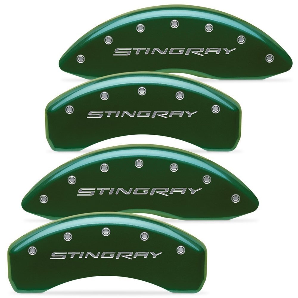Corvette Brake Caliper Covers - Lime Rock Green w/Silver "STINGRAY" Script : C7 Stingray, Z51-SR1 Performance