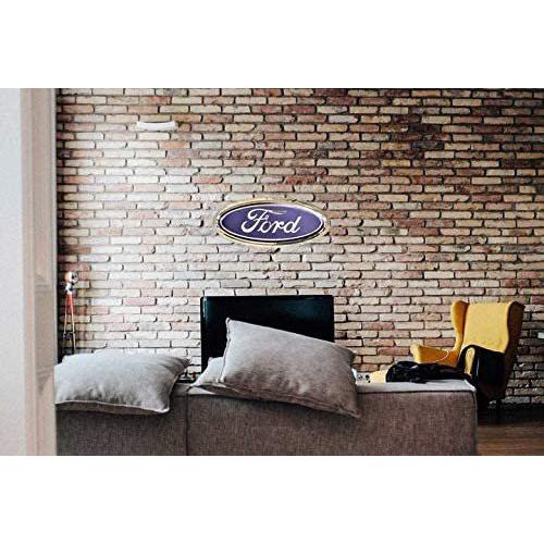 Ford Oval Logo Stainless Steel Wall Hanging Sign - Blue/Chrome-SR1 Performance