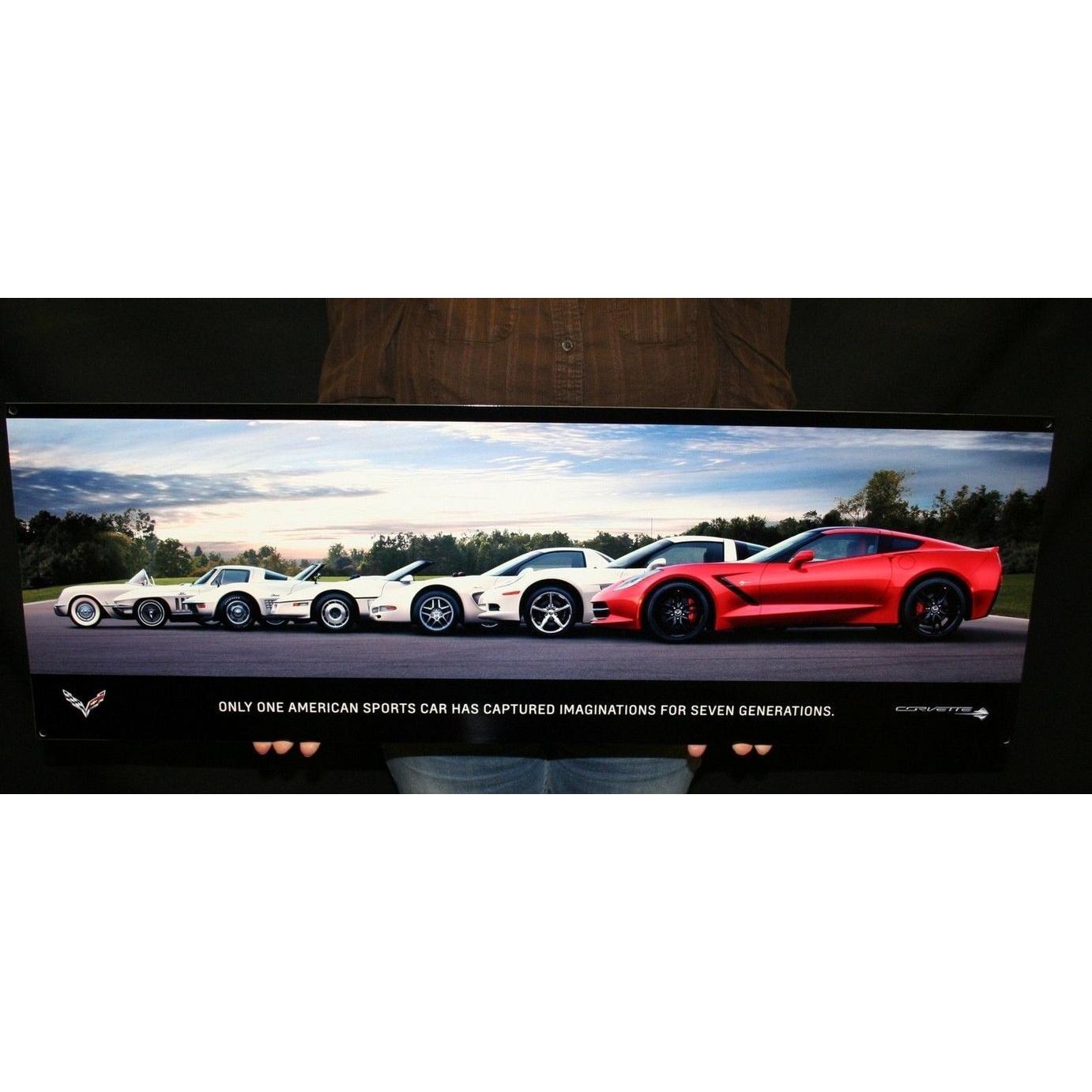 Corvette Metal Sign C7 Stingray 2014 Generations Poster Wall Hanging Art - 35x12 - Photosteel
