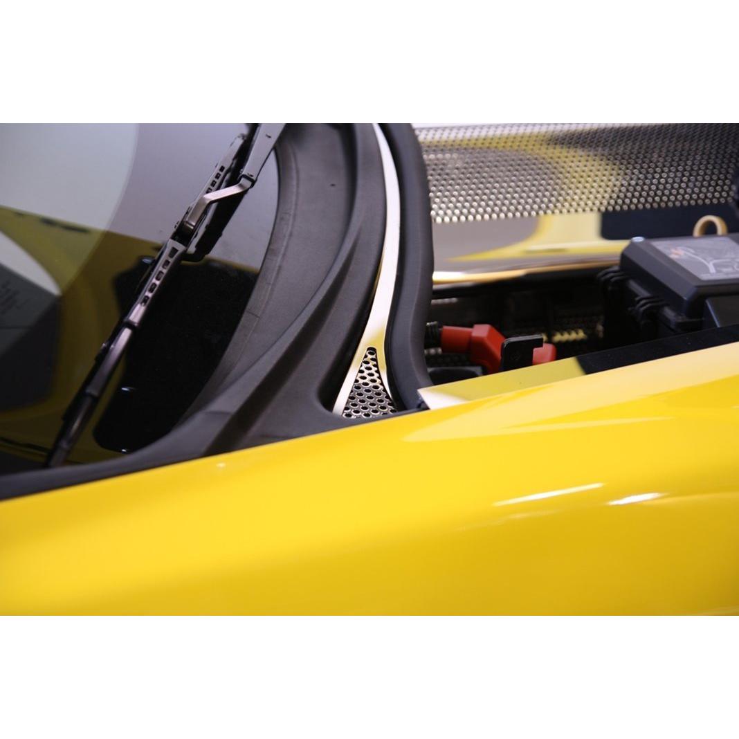 Corvette Wiper Cowl Cover - Perforated Stainless Steel : 2008-2013 C6,Z06,ZR1,Grand Sport-SR1 Performance