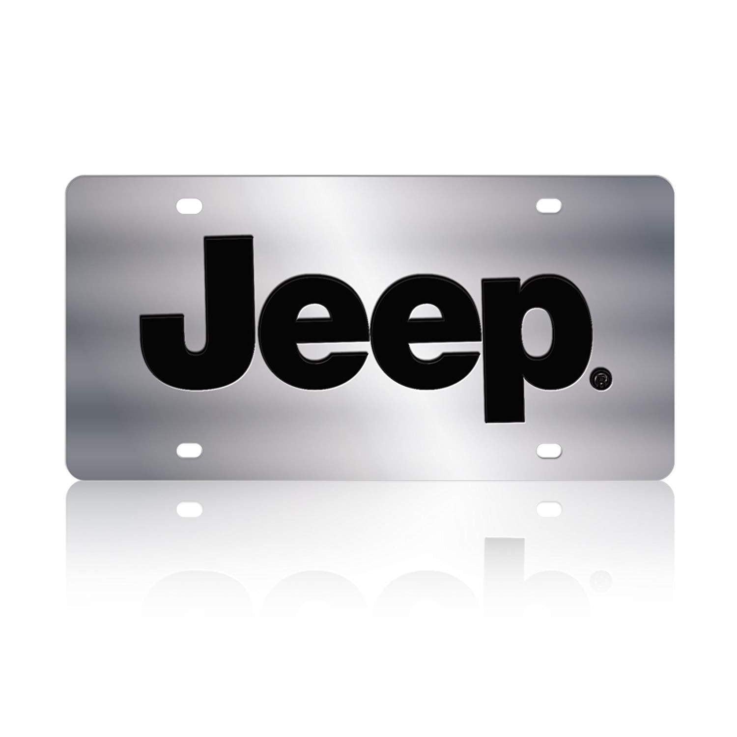 Jeep Stainless Steel License Plate with Black Logo-SR1 Performance