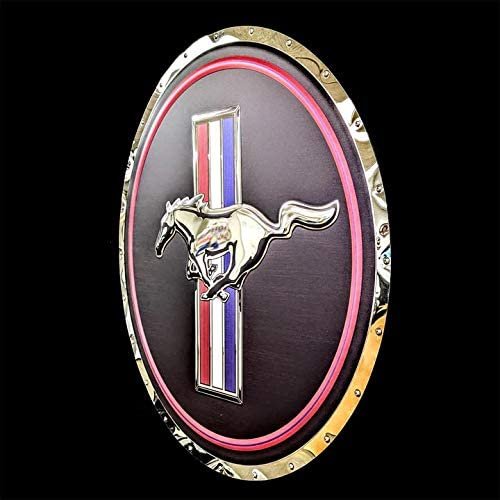 Ford Mustang Pony with Bars Stainless Steel Wall Hanging Sign - Chrome : 22"-SR1 Performance