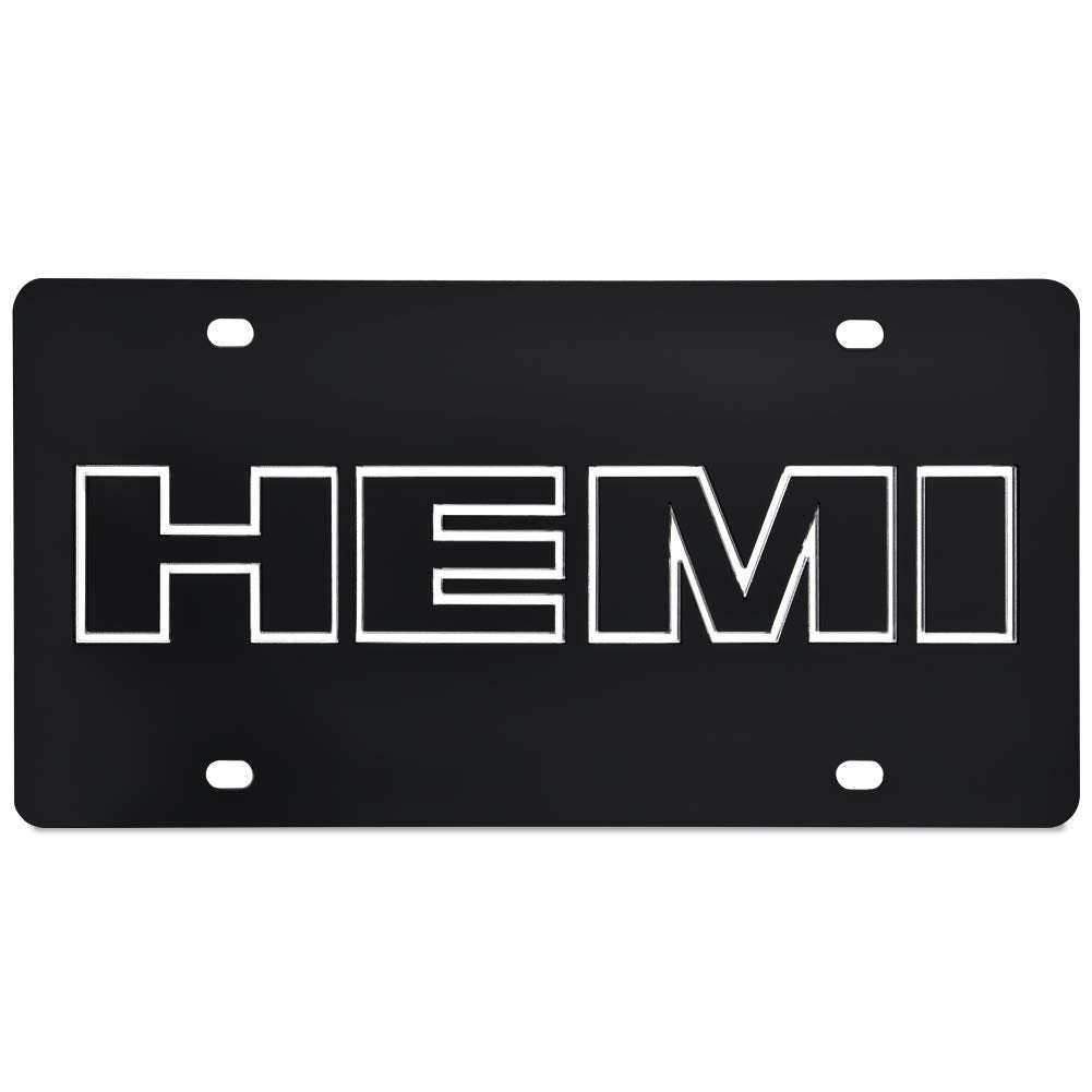 HEMI License Plate - Black with Mirrored Logo-SR1 Performance