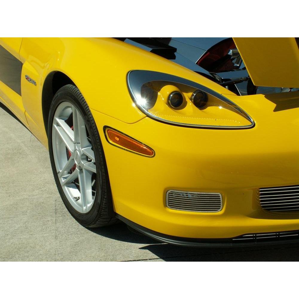 Corvette Driving Light Grille 2 Pc. (Set) - Polished Stainless Steel : 2006-2013 Z06,ZR1,Grand Sport-SR1 Performance