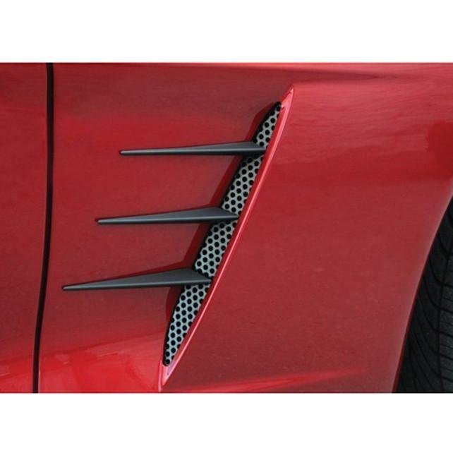Corvette Side Vent Perforated Grilles with Spears - Blakk Stealth : 2005-2013 C6-SR1 Performance