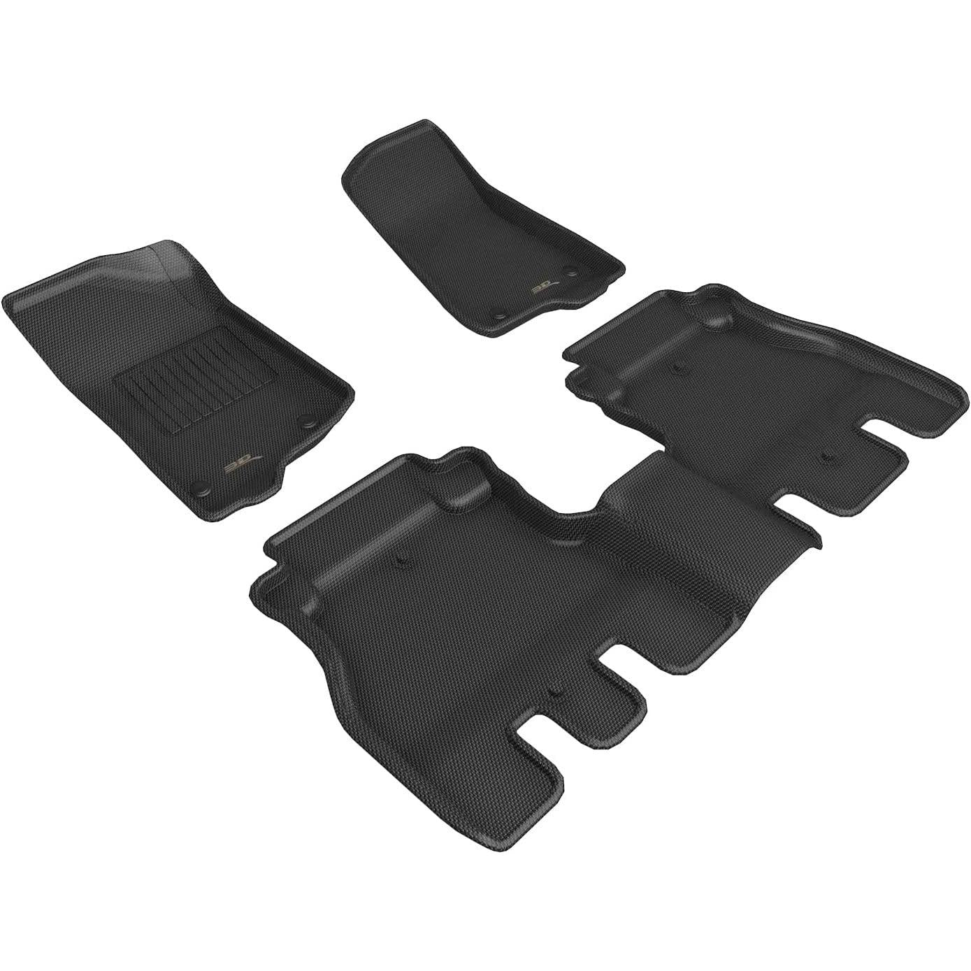 3D MAXpider All-Weather Floor Mats for Jeep Wrangler JL Unlimited 2018-2022 Custom Fit Car Floor Liners, Kagu Series (1st & 2nd Row, Black)-SR1 Performance