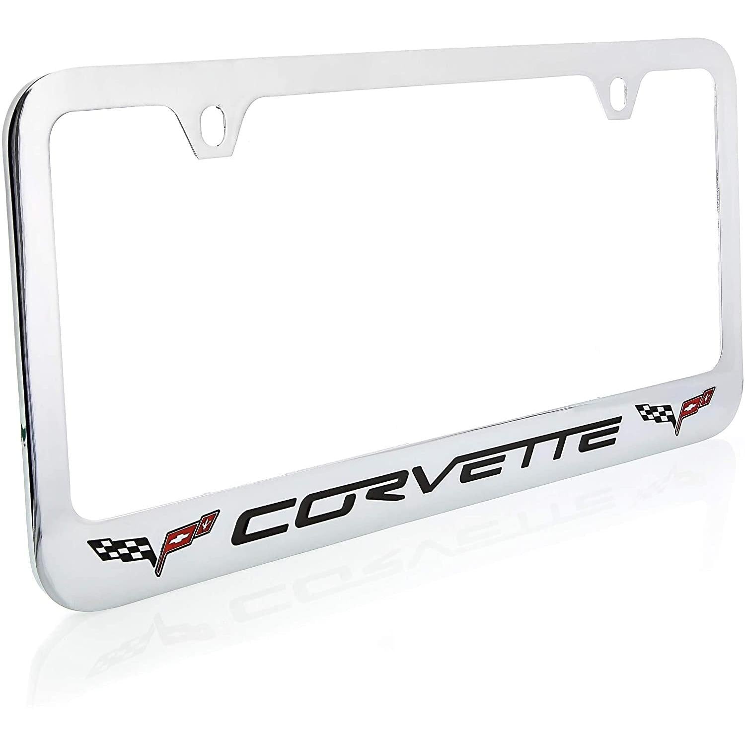 C6 Corvette License Plate Frame - Chrome with Double Logo & Script-SR1 Performance