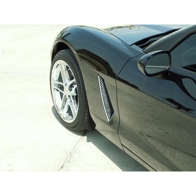 2005-2013 C6 only Corvette Side Vent Grilles Laser Mesh 2Pc Polished-SR1 Performance