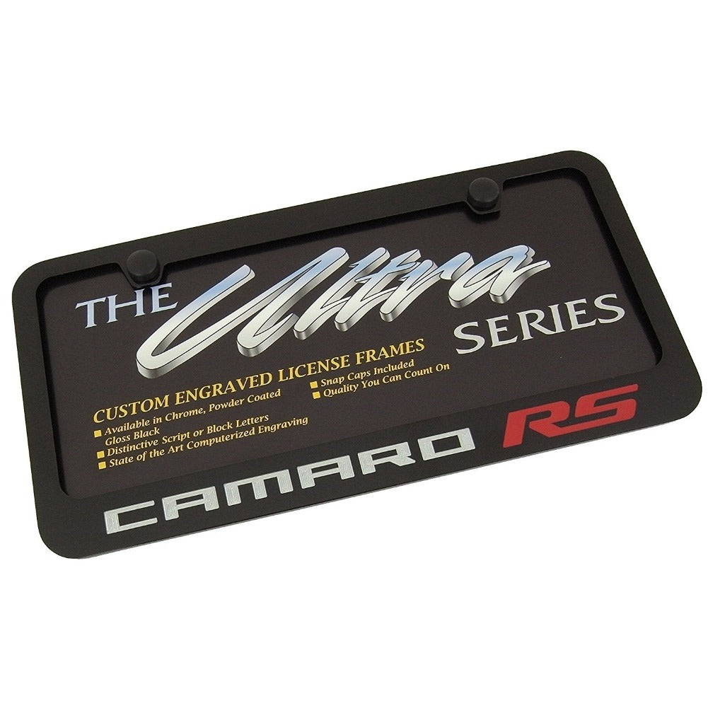 Camaro RS License Plate Frame - Black with Red RS-SR1 Performance