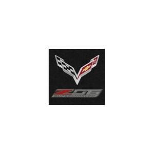 C7 Corvette Z06 Floor Mats- Flags w/ Z06 Supercharged Logo: Black-SR1 Performance