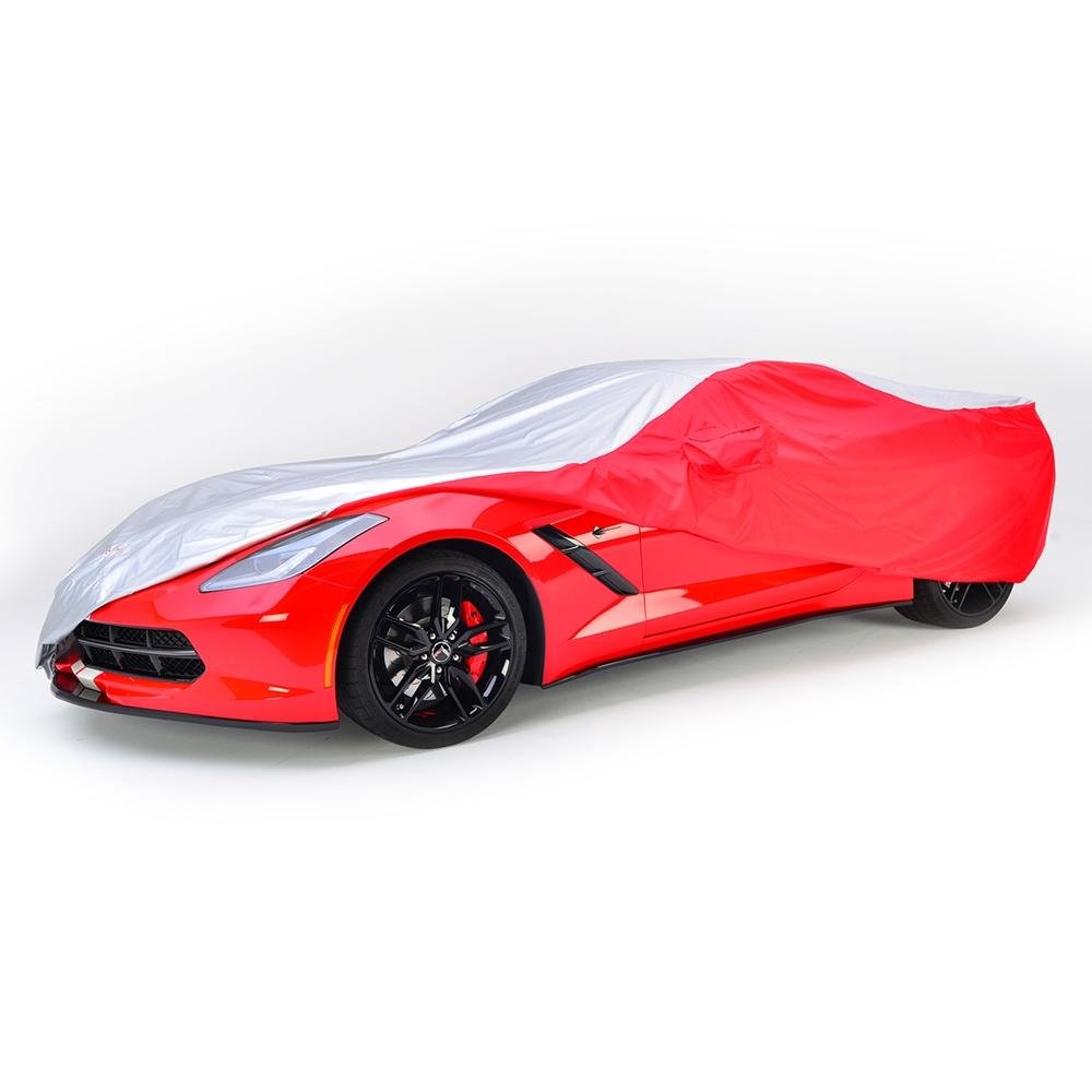 Corvette Intro-Guard Car Cover - Embossed - Indoor/Outdoor - Silver/Red : C7 Stingray, Z51, Z06, Grand Sport-SR1 Performance