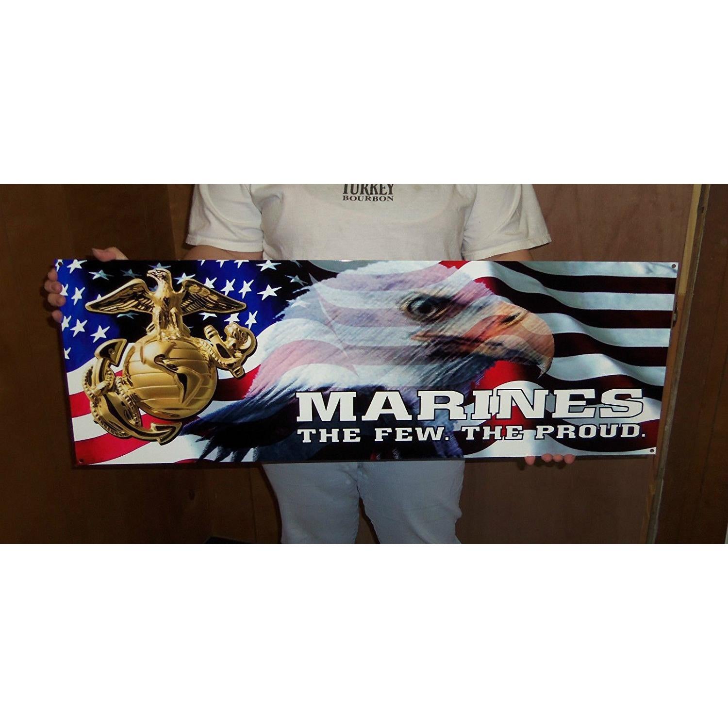 USMC Enlisted EGA w/ Flag and Eagle Large Metal Sign 35" x 12"-SR1 Performance
