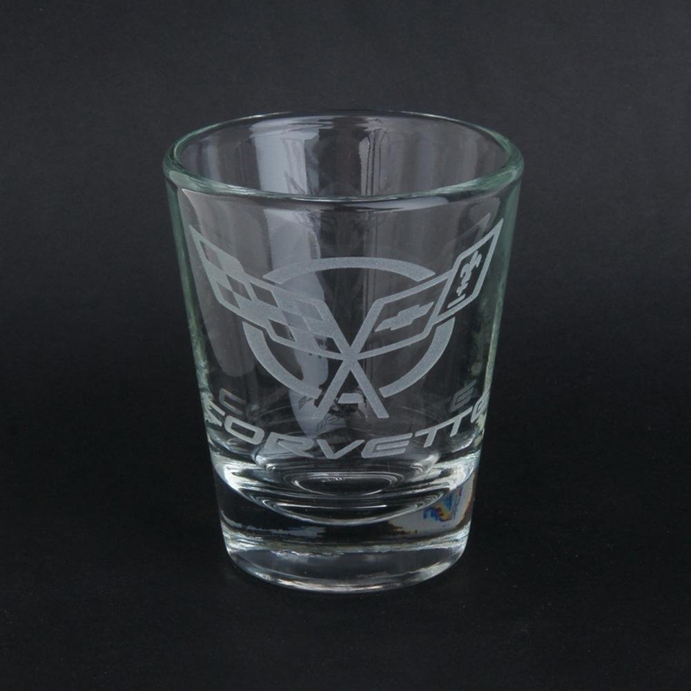 1997-2004 C5 Corvette Shot Glass with C5 Crossed Flags Logo-SR1 Performance