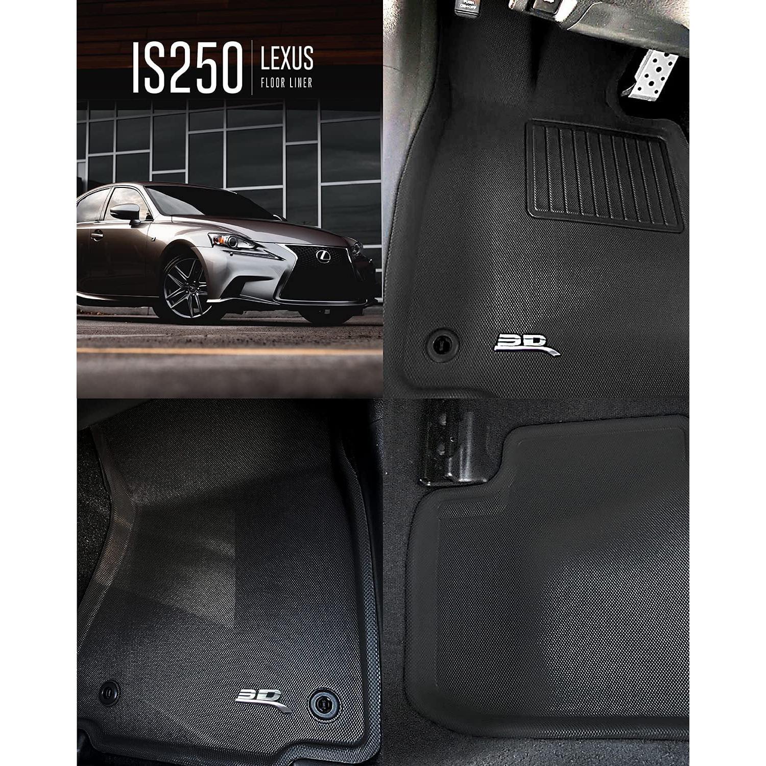 3D MAXpider L1LX03401509 Complete Set Custom Fit All-Weather Floor Mat for Select Lexus IS Models - Kagu Rubber (Black)-SR1 Performance