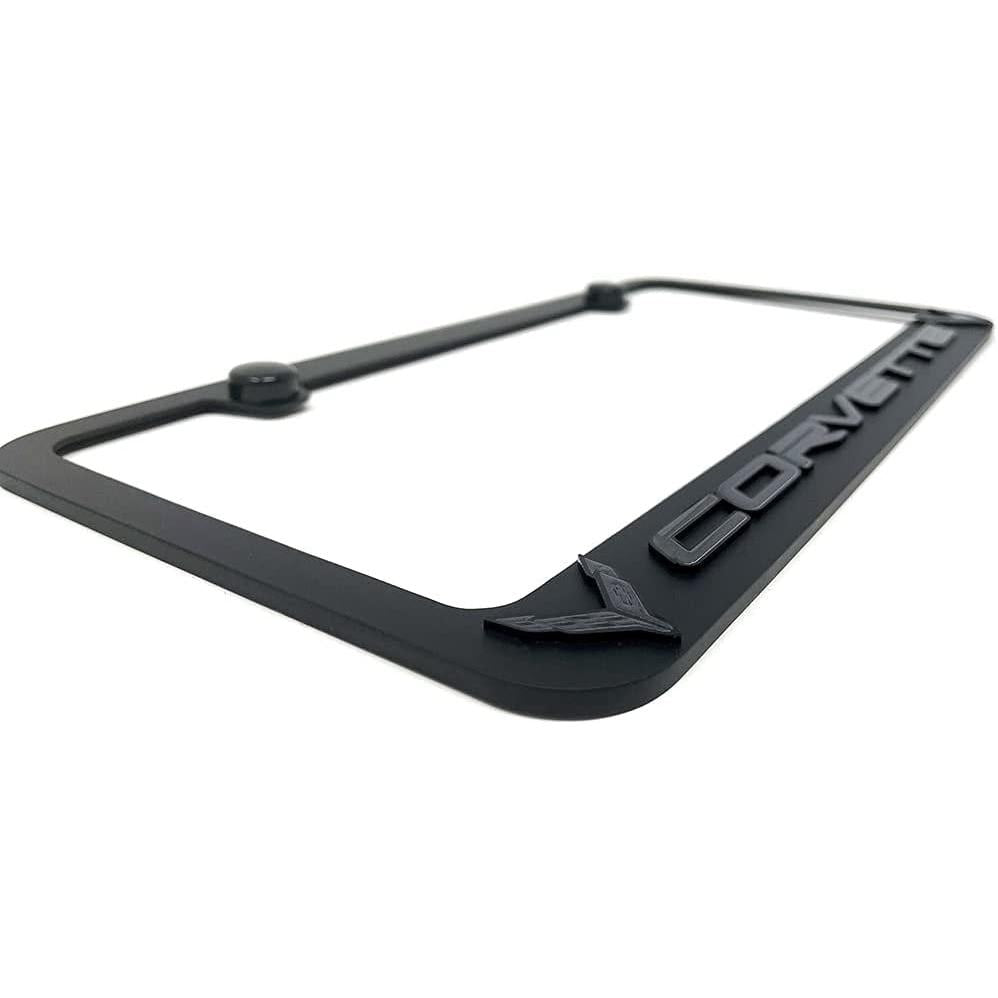 C8 Corvette License Plate Frame - Black with Black Logo-SR1 Performance