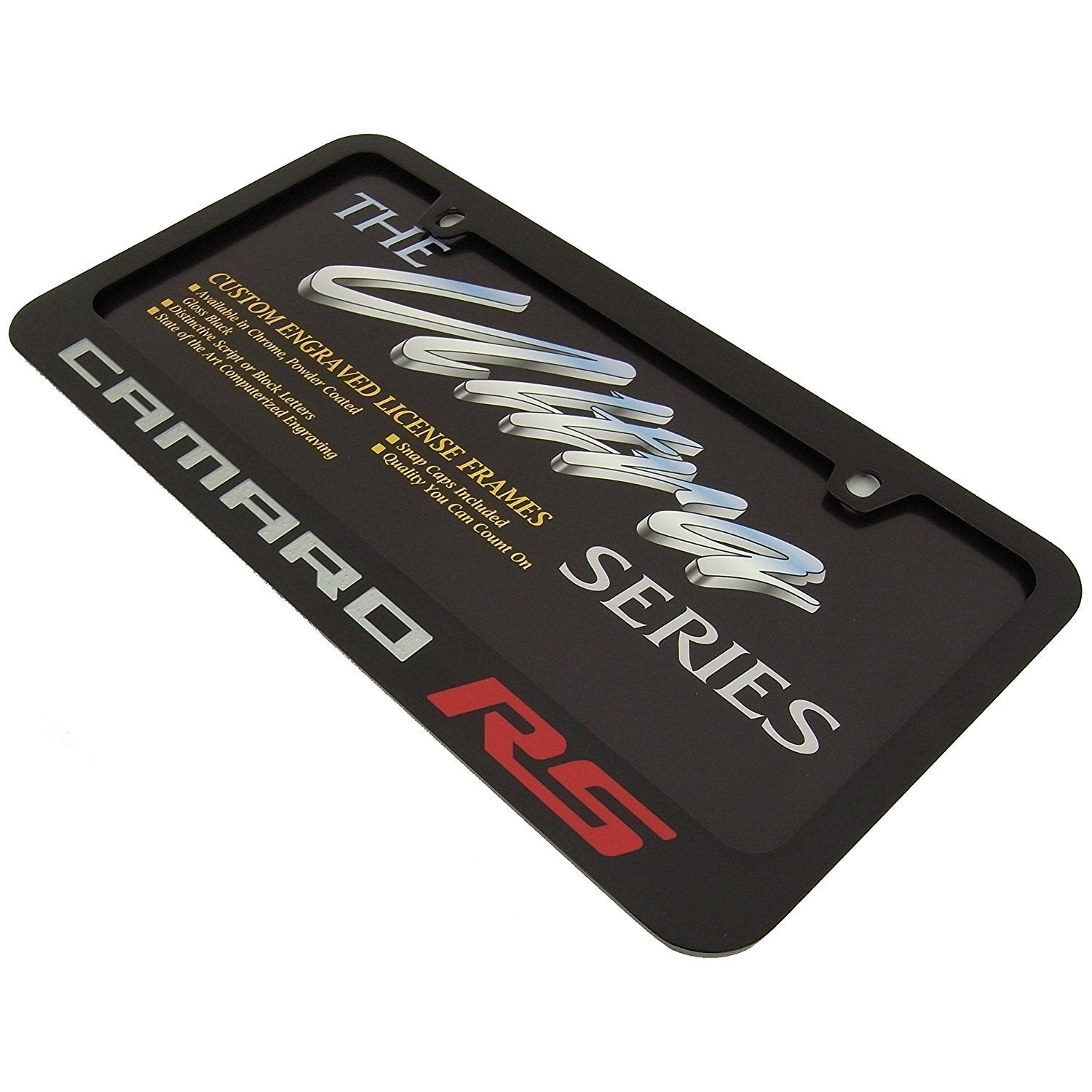 Camaro RS License Plate Frame - Black with Red RS-SR1 Performance
