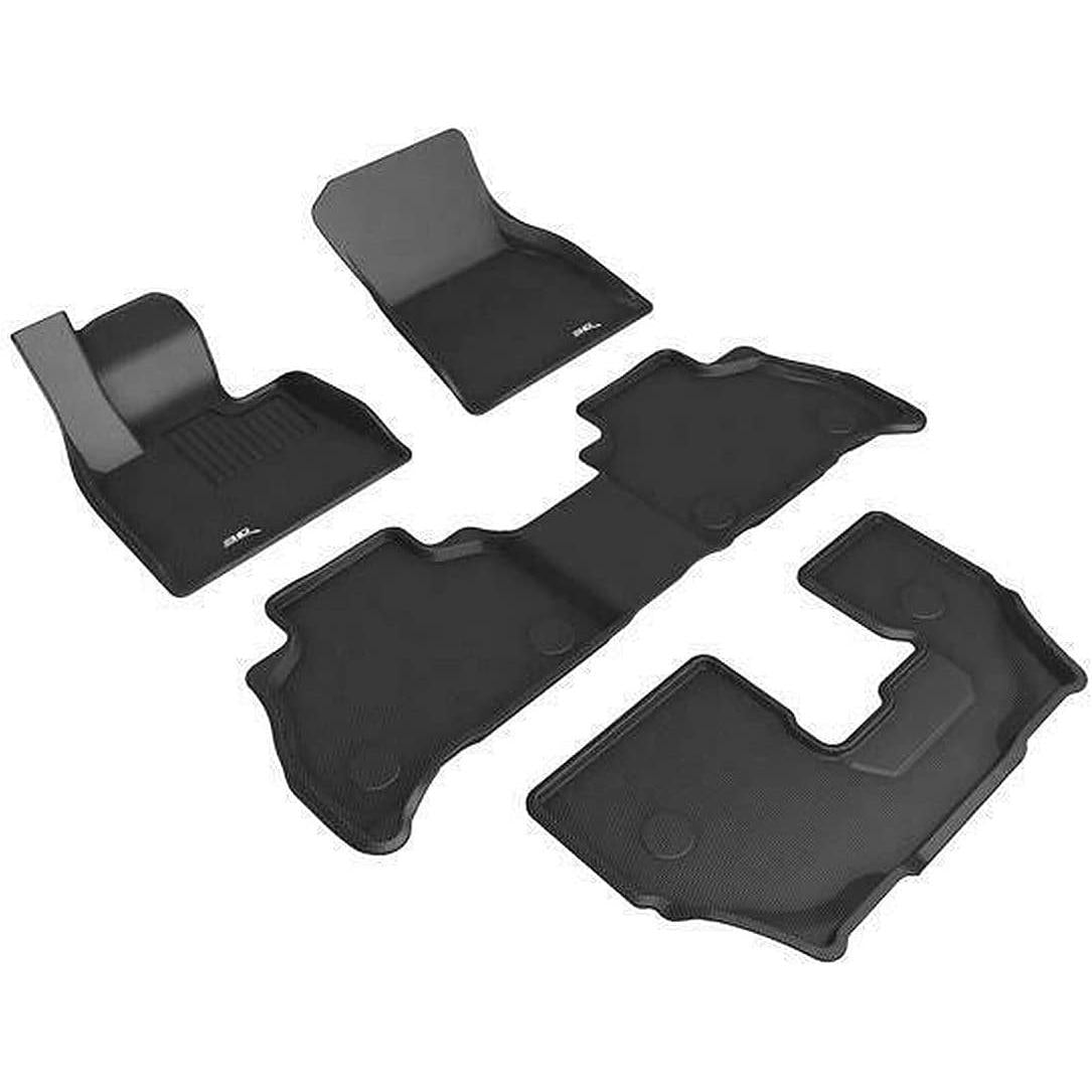 3D MAXpider Custom Fit Kagu Floor Mat (Black) for 2019-2023 BMW X7 (G07) 7-Passenger - 1ST Row 2ND Row 3RD Row-SR1 Performance
