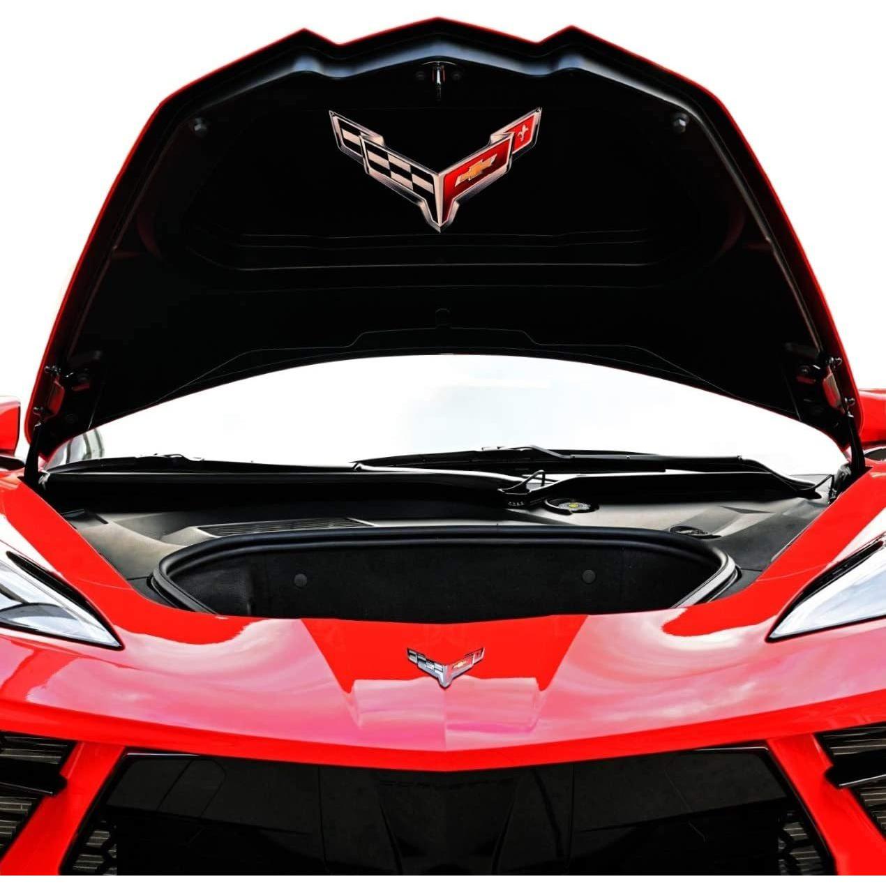 2020-2024 C8 Corvette Trunk/Frunk Crossed Flag Metal Under Hood Emblem-SR1 Performance