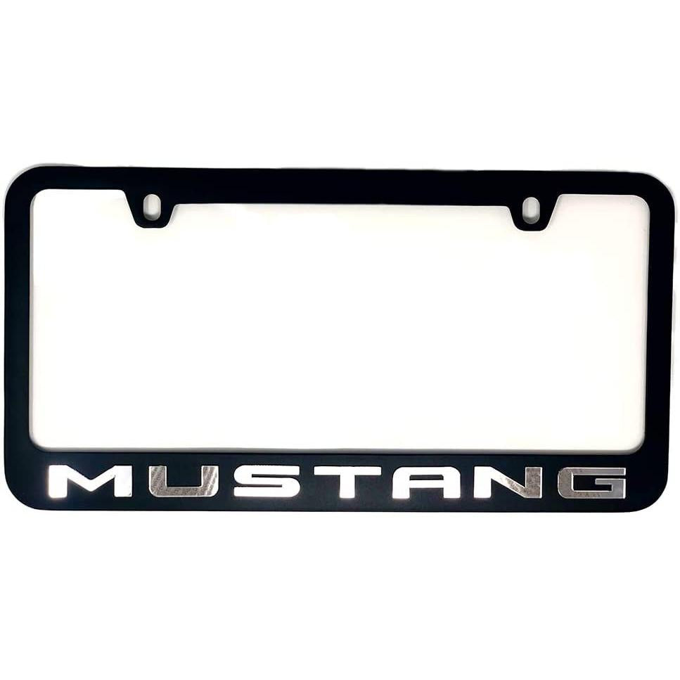 Ford Mustang License Plate Frame - Black with Mirrored Script-SR1 Performance