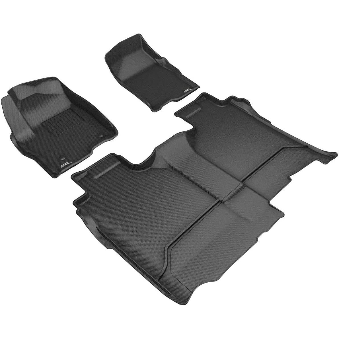 3D MAXpider All-Weather Floor Mats for GMC Sierra 1500 / Chevrolet Silverado 1500 Crew Cab 2019-2022, 2nd Row w/o Underseat Storage Custom Fit Car Floor Liners, Kagu Series (1st & 2nd Row, Black)-SR1 Performance