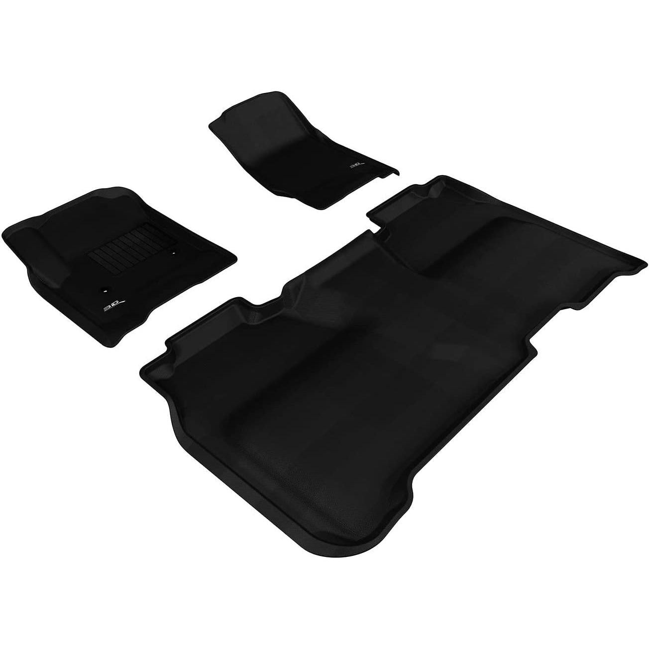 3D MAXpider All-Weather Floor Mats for Chevrolet Silverado 1500 Crew Cab 2014-2019 / 2500HD 3500HD Crew Cab 2015-2019 Custom Fit Car Floor Liners, Kagu Series (1st & 2nd Row, Black)-SR1 Performance