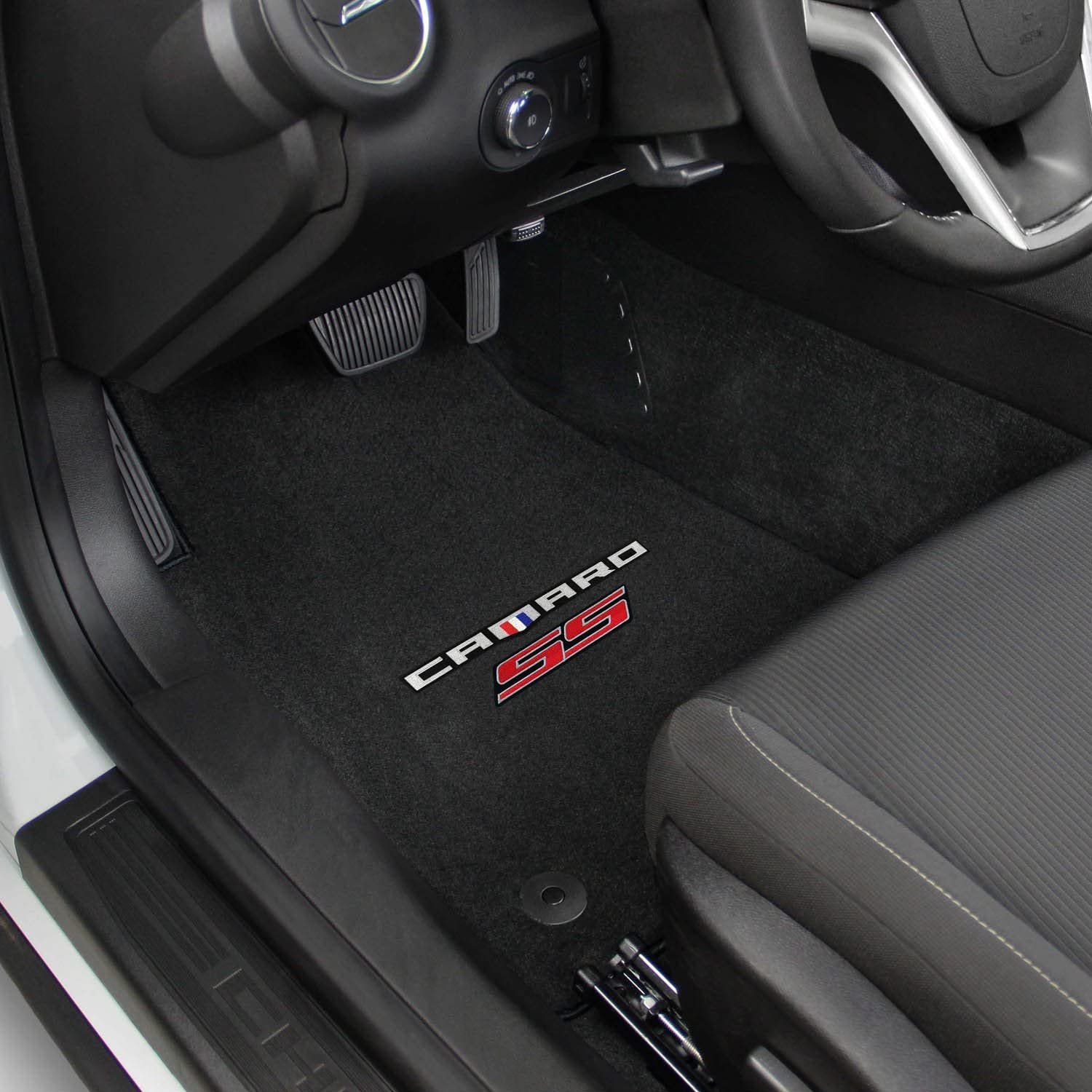 2016-2024 Camaro Lloyd Floor Mats Velourtex - Ebony with 6th Gen Camaro & Red SS-SR1 Performance