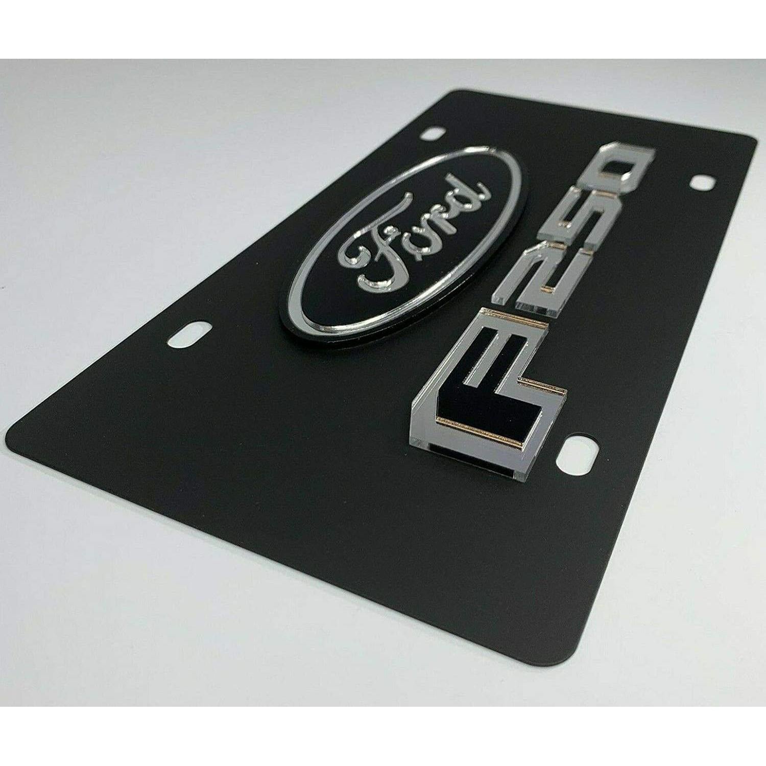 Ford F-250 License Plate - Black Carbon Steel with Mirrored Logo-SR1 Performance