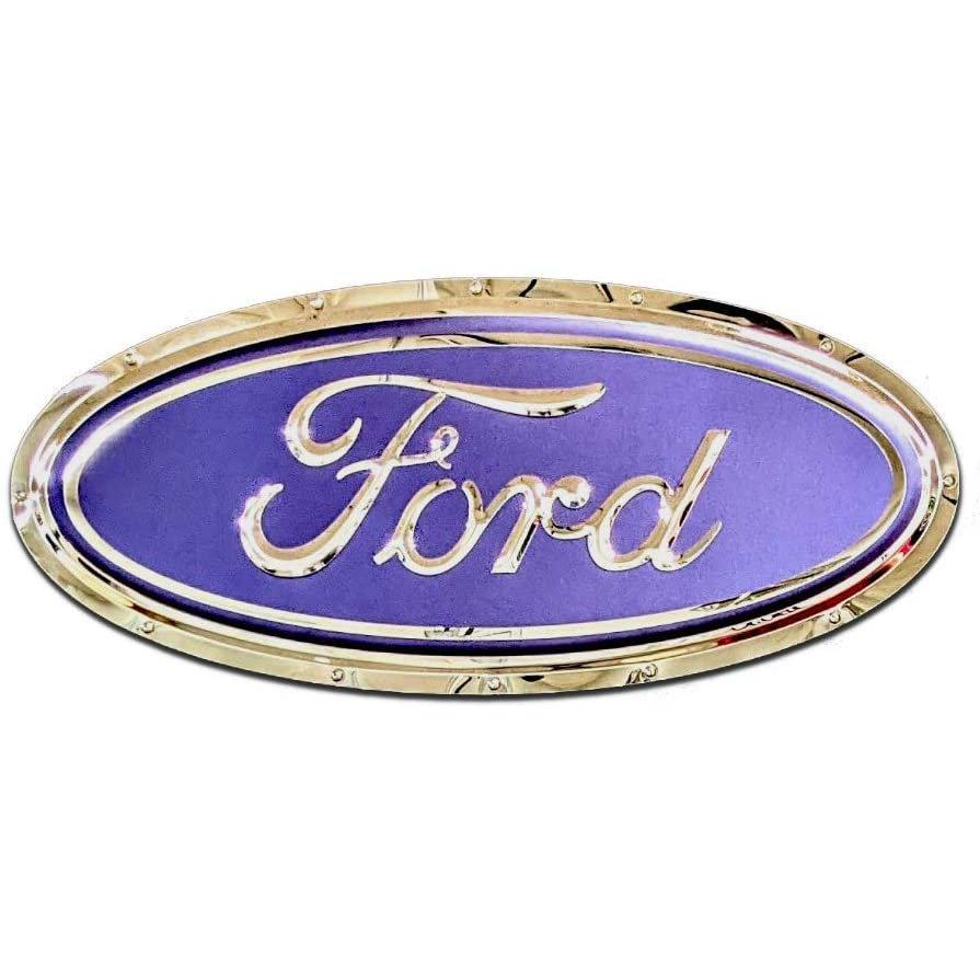 Ford Oval Logo Stainless Steel Wall Hanging Sign - Blue/Chrome-SR1 Performance