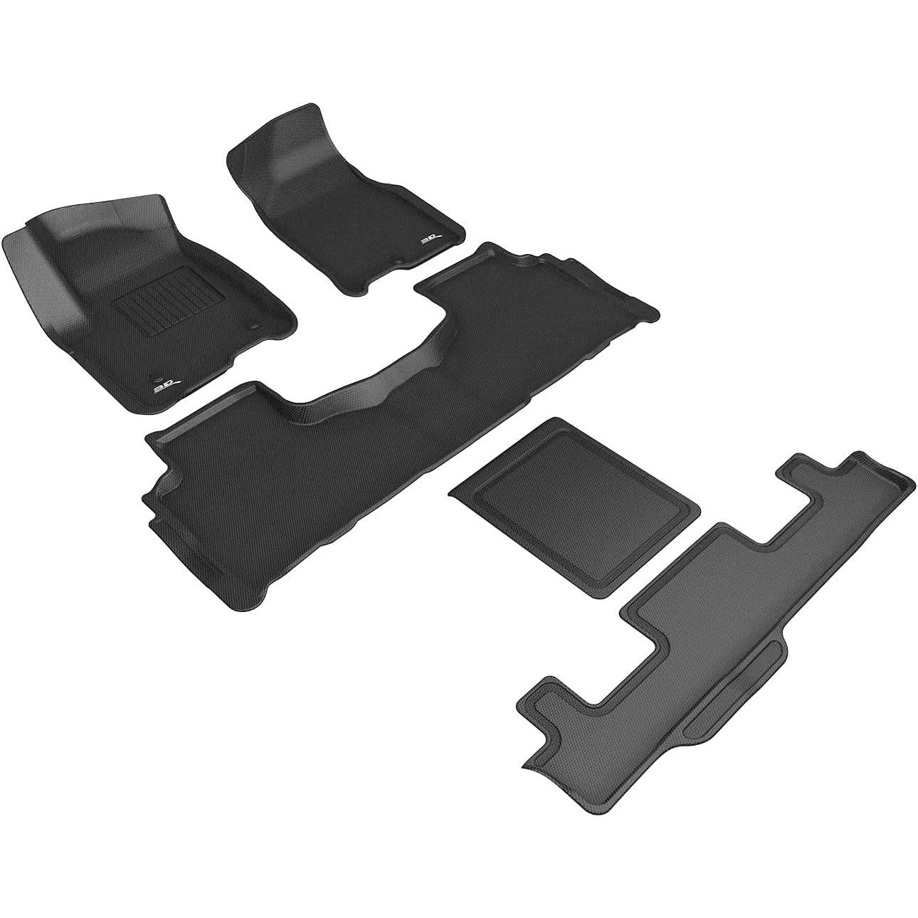 3D MAXpider All-Weather Floor Mats for Chevrolet Tahoe 2021-2022 7-Seater with 2nd Row Bucket Seat, Custom Fit Car Floor Liners, Kagu Series (1st 2nd & 3rd Row, Black)-SR1 Performance