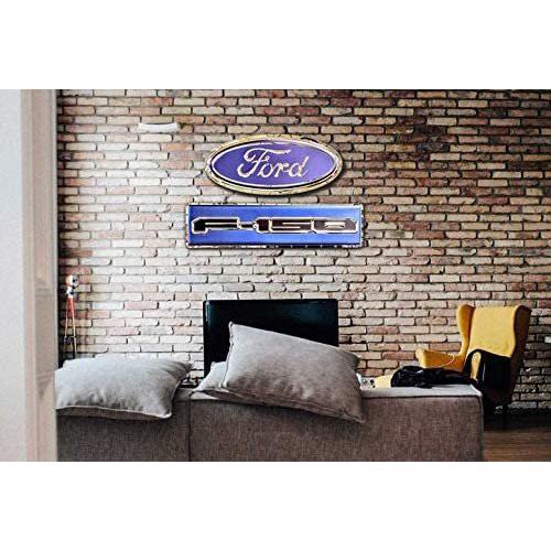 Ford F-150 Truck Stainless Steel Wall Hanging Sign - Blue/Chrome : 35" x 9"-SR1 Performance