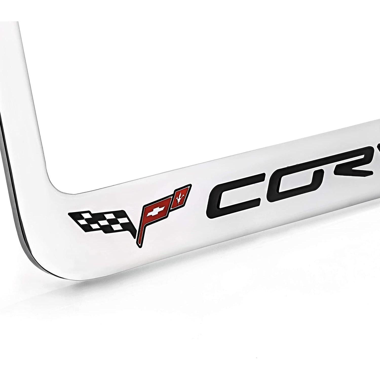 C6 Corvette License Plate Frame - Chrome with Double Logo & Script-SR1 Performance