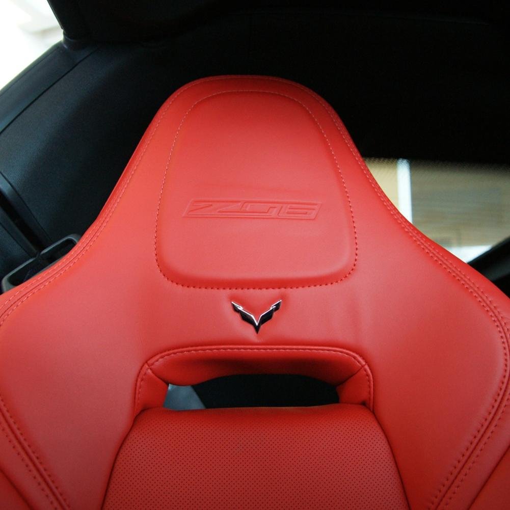 C7 Corvette Stingray Crossed Flags Seat Emblem (Pair)-SR1 Performance
