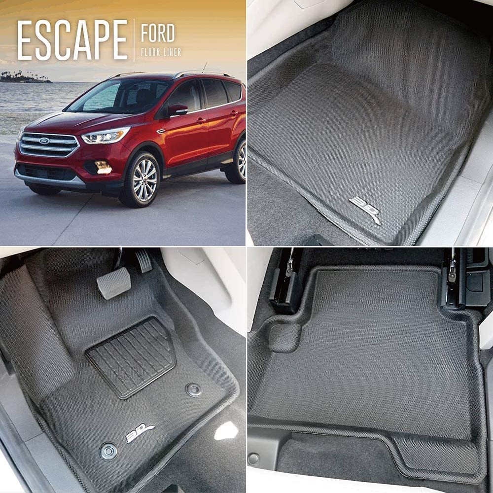 2015-2019 Ford Escape 3D MAXpider Complete Set Custom Fit All-Weather Floor Mat - Black-SR1 Performance