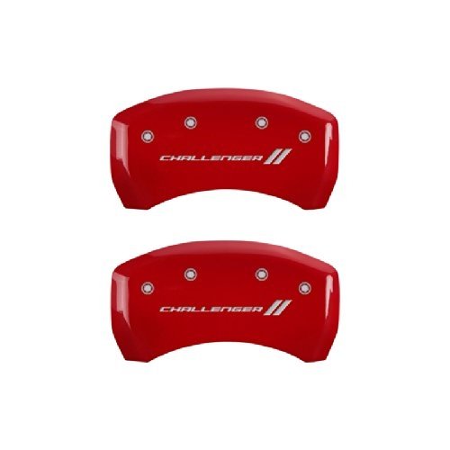 MGP Caliper Covers 12162SCL1RD 'Challenger ll' Engraved Caliper Cover with Red Powder Coat Finish and Silver Characters, (Set of 4)-SR1 Performance