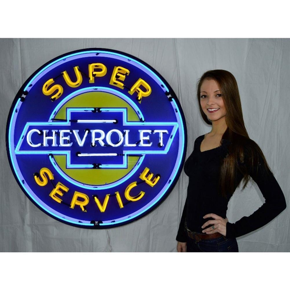 GM Super Chevy Service Neon Sign in a Metal Can : 36in-SR1 Performance