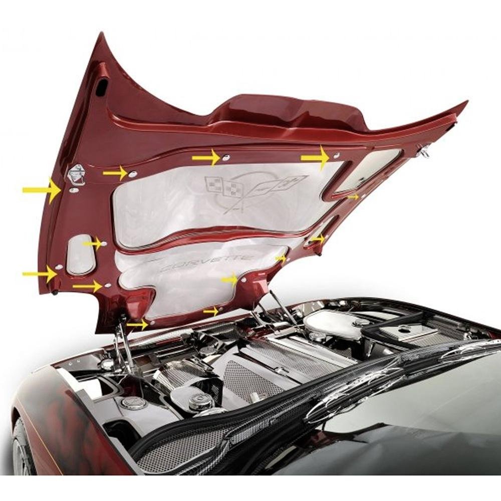 Corvette Hood Liner Fasteners 15 Pc. Kit - Chrome Look : C5,C6,Z06,ZR1,Grand Sport-SR1 Performance