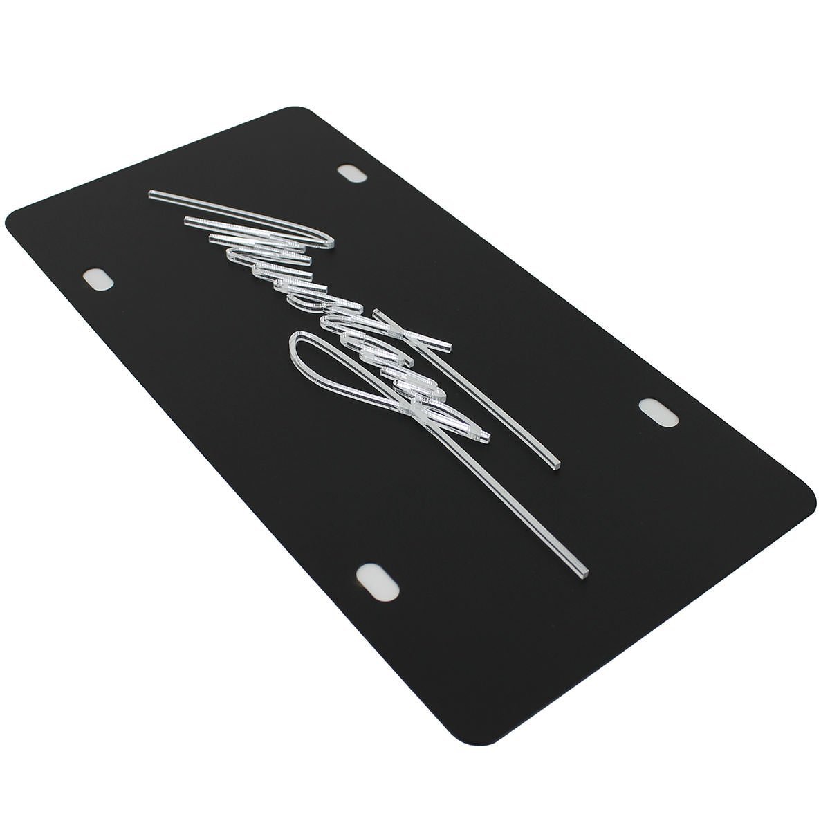 Ford Mustang Script License Plate on Black Steel-SR1 Performance