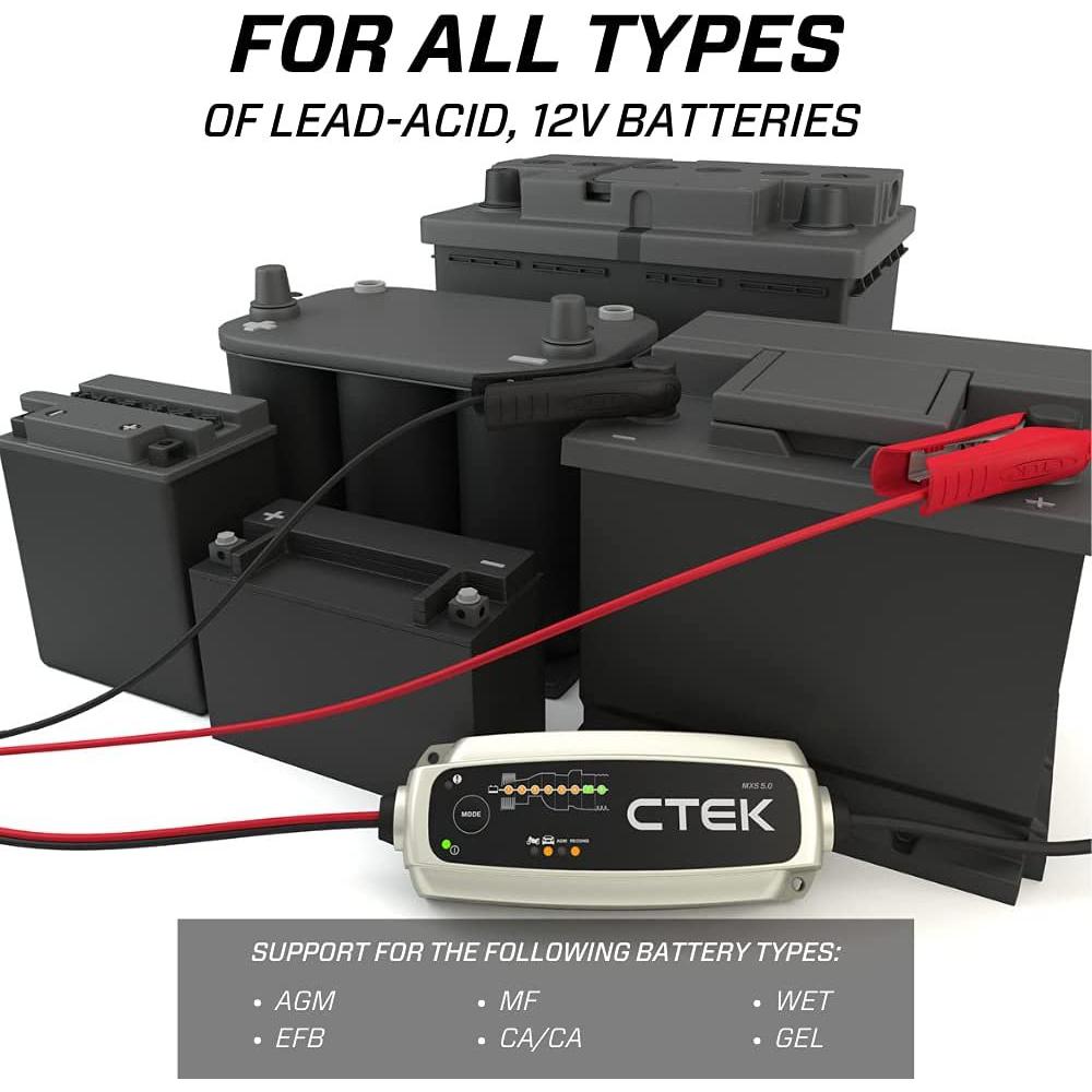 CTEK - 40-206 MXS 5.0 Fully Automatic 4.3 amp Battery Charger and Maintainer 12V-SR1 Performance
