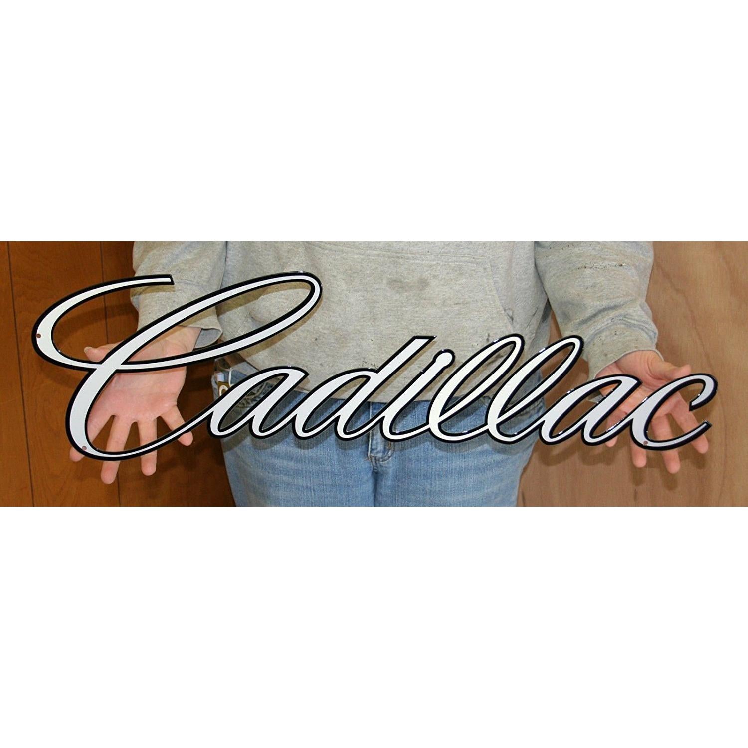 Cadillac Script Metal Wall Sign Large - 30" x 9"-SR1 Performance