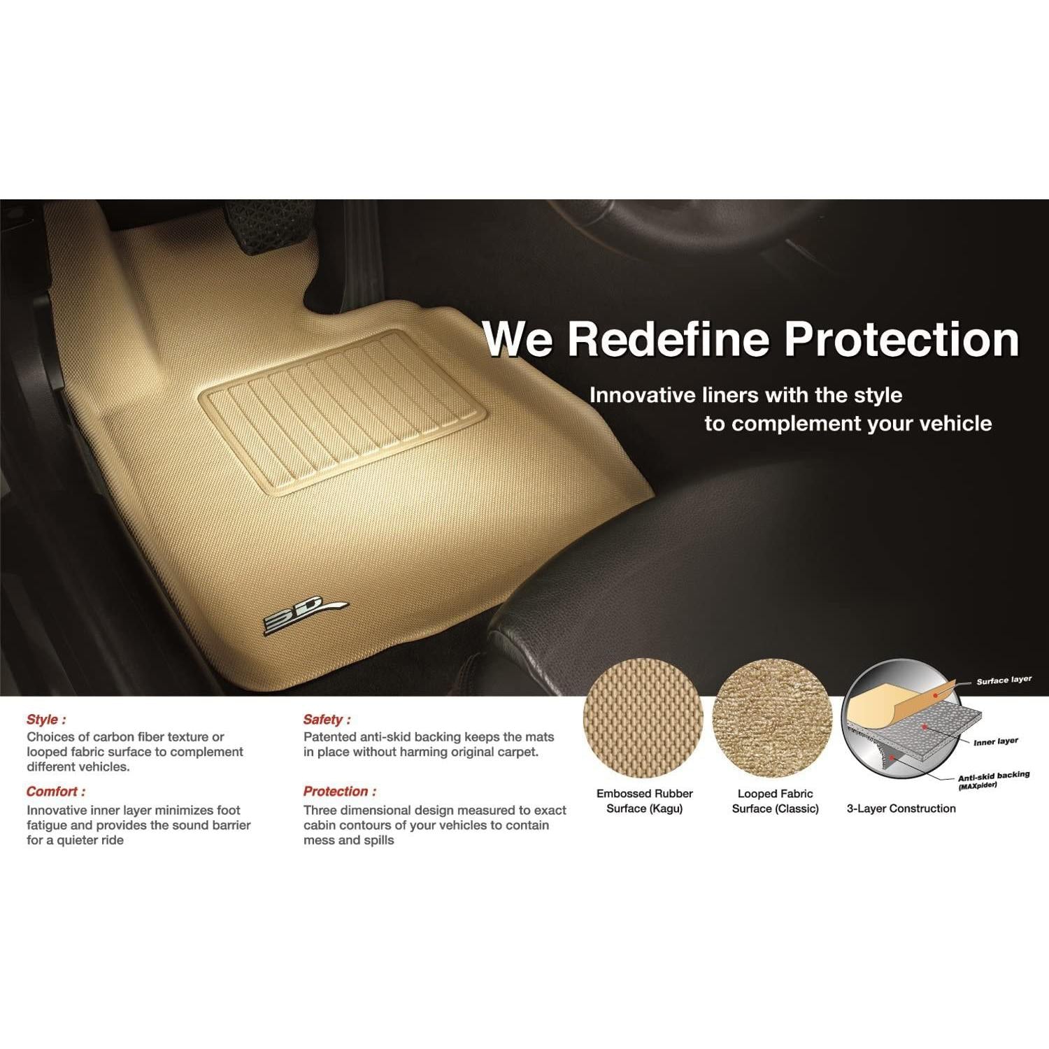 3D MAXpider - M1KA0451309 Custom Fit All-Weather Cargo Liner For Select Kia Stinger Models - Kagu Rubber (Black)-SR1 Performance