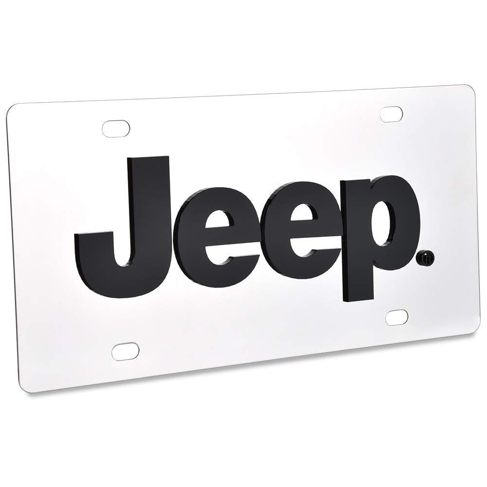 Jeep Stainless Steel License Plate with Black Logo-SR1 Performance