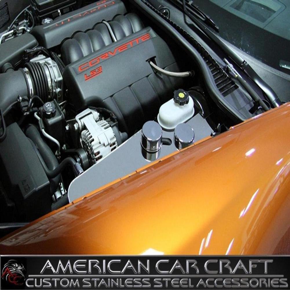 Corvette Windshield Washer Tank Cover with Caps- Polished Stainless Steel : 2005-2013 C6,Z06,Grand Sport-SR1 Performance