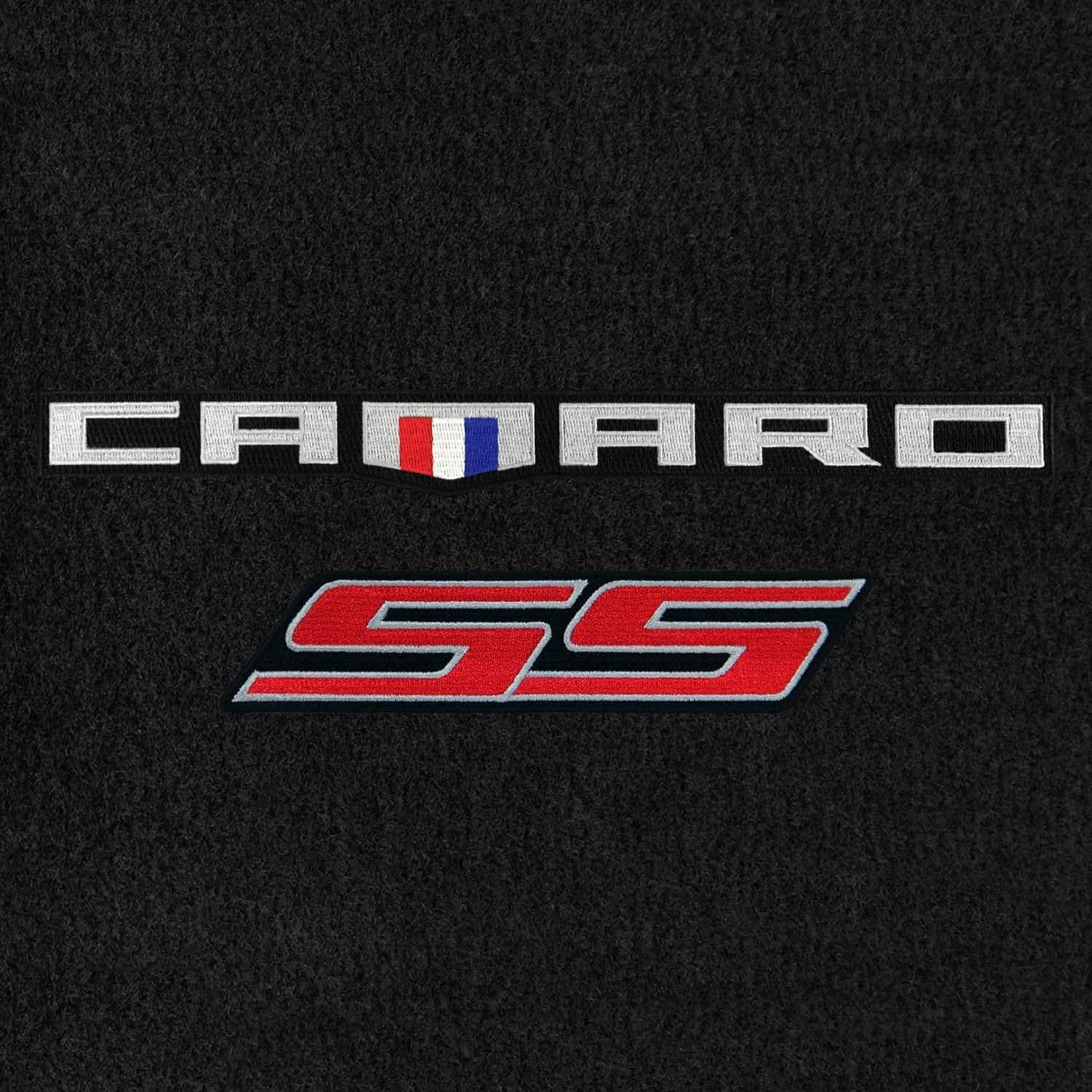 2016-2024 Camaro Lloyd Floor Mats Velourtex - Ebony with 6th Gen Camaro & Red SS-SR1 Performance