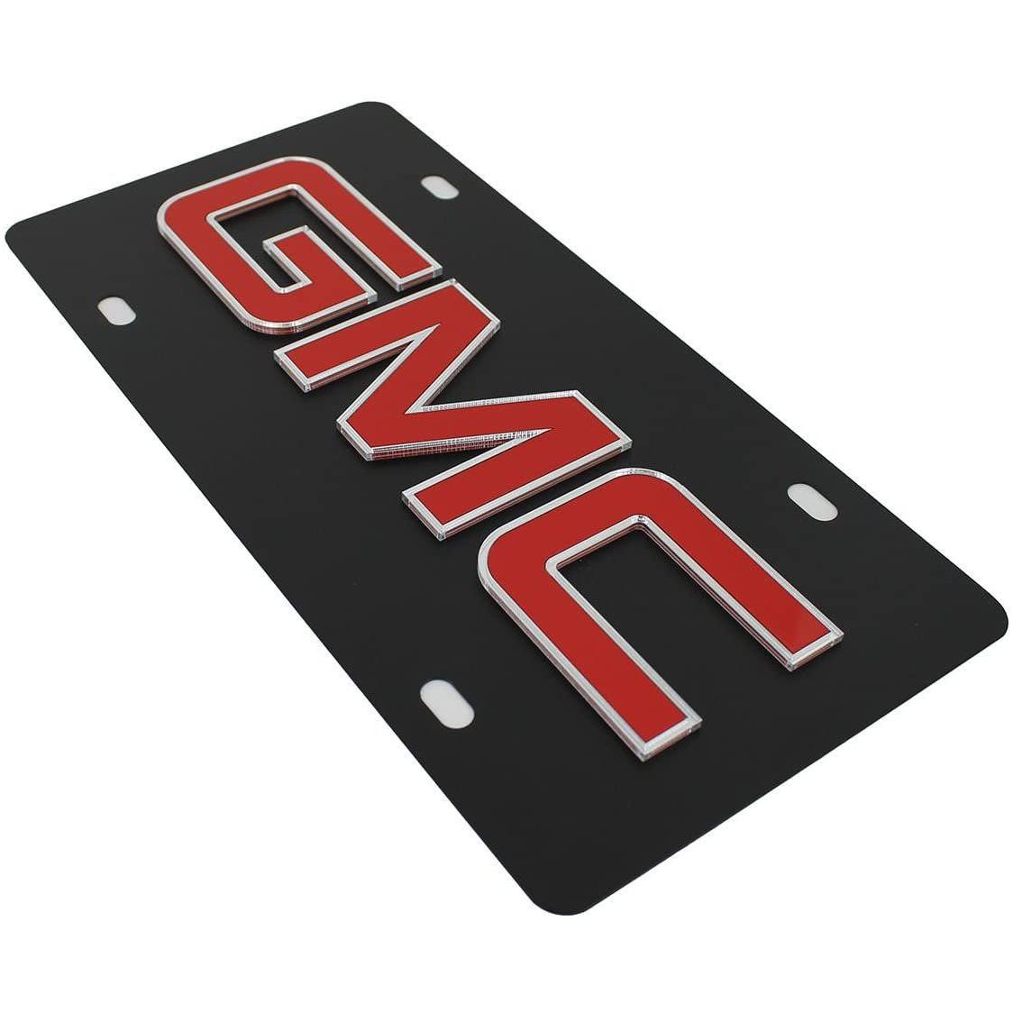GMC License Plate - Black Steel with Red Logo-SR1 Performance