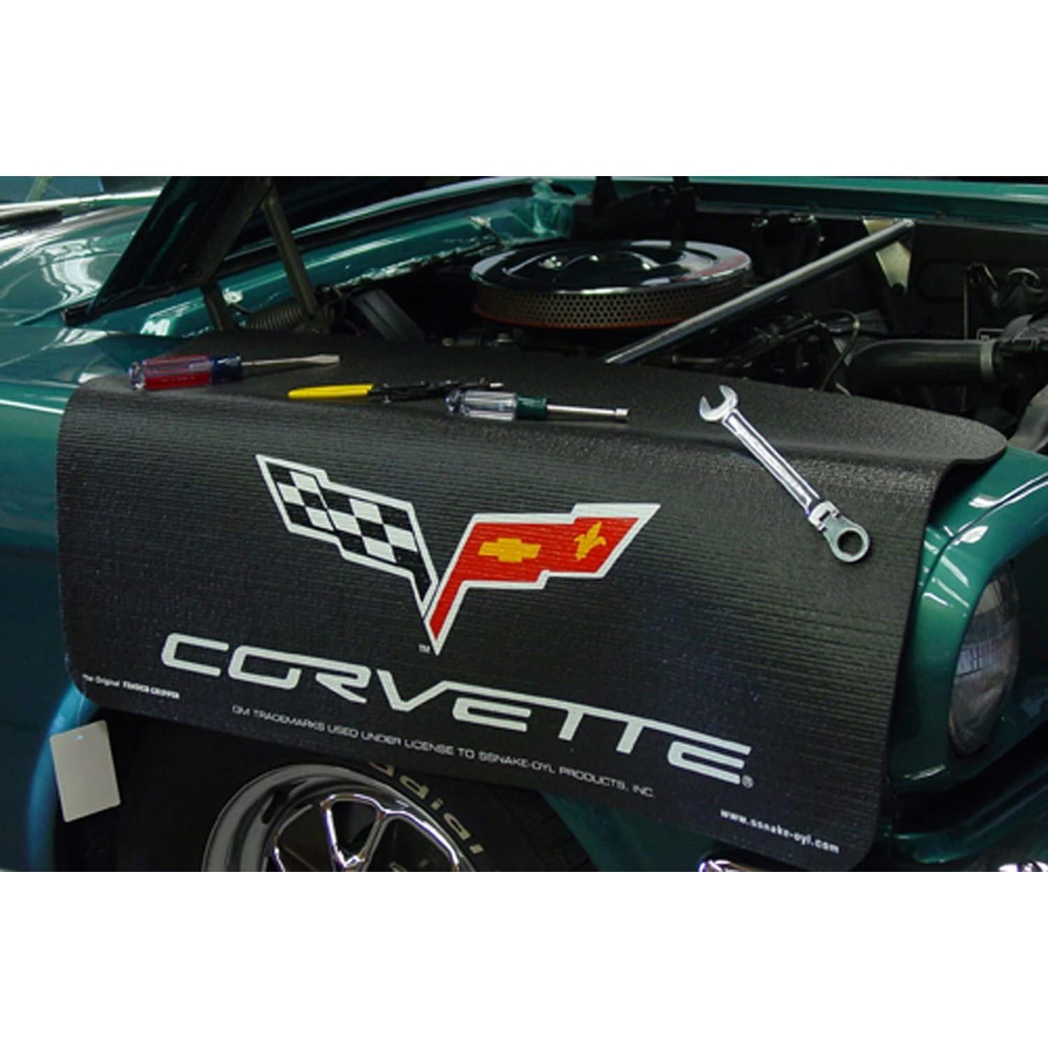 C6 Corvette Fender Grip Cover - Black with Crossed Flags Logo-SR1 Performance