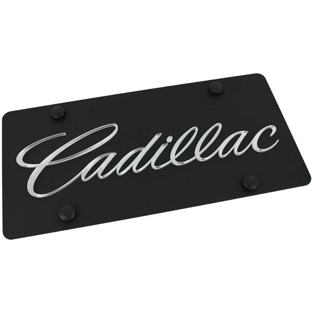 Cadillac License Plate - Carbon Steel with Mirrored Script-SR1 Performance